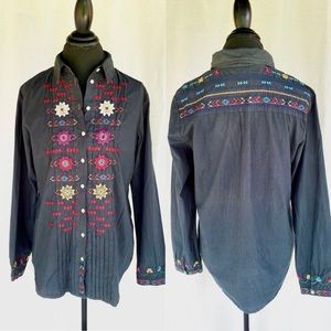 Johnny Was Embroidered Button Down